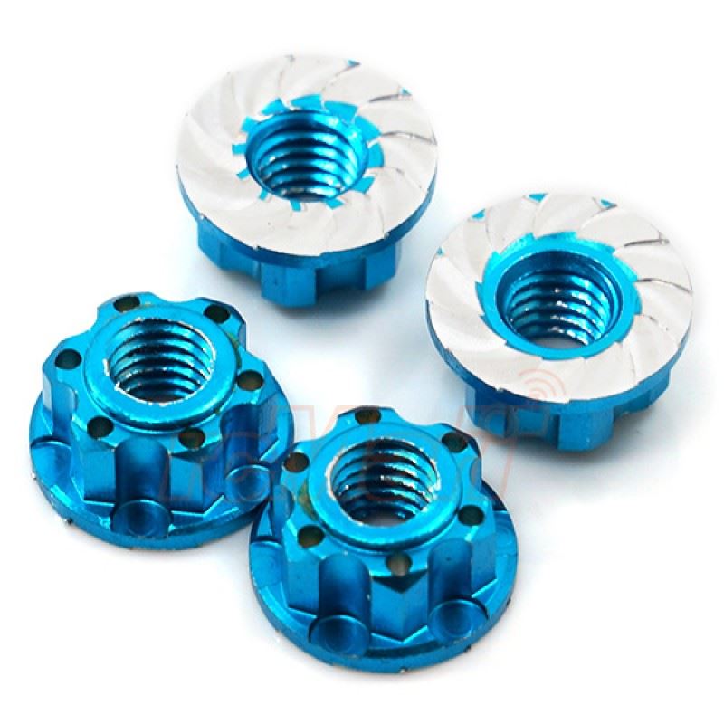 Yeah Racing 4mm Aluminium Wheel Flange Lock Nut 4pcs For RC Car Blue