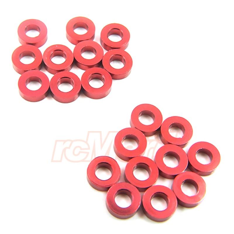 Yeah Racing Aluminum M3 Flat Washer 2mm 20Pcs Red