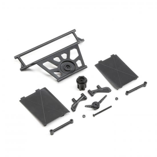 Losi Cage Rear, Tower Supports,Mud Guards: SuperRockRey (Losi251078)