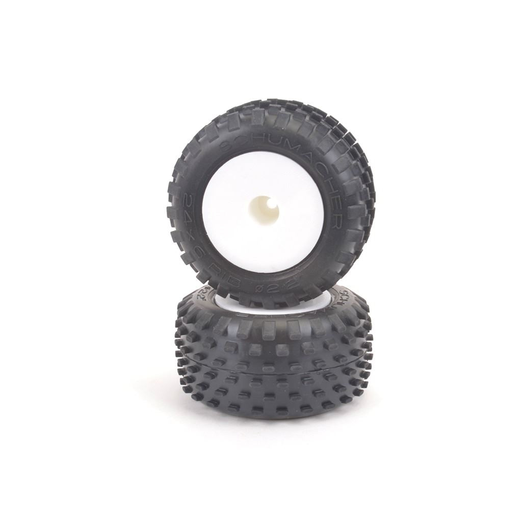 Schumacher Stagger Rib-Yell-Truck Tyre - Pre-Glued Pr