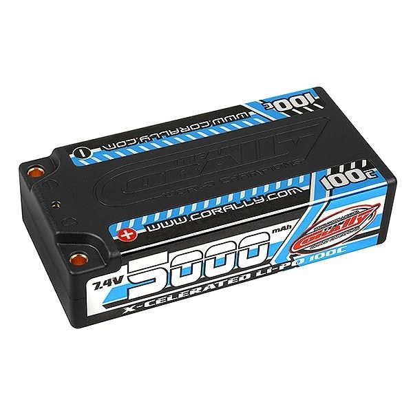 Corally Xcelerated 100C Lipo Battery 5000 Mah 7.4V Shorty 2S 4mm Bullit