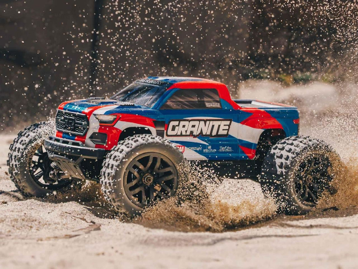 Arrma Granite Grom 4Wd Mt 1/18 Rtr Mega W/Lipo Batt/Usb Chg Bl/Red