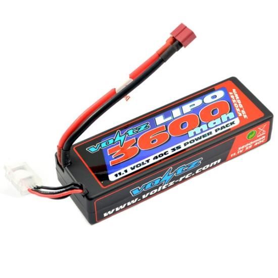 VOLTZ 3600mah HARD CASE 3S 11.1V 40C HARDCASE LIPO STICK PACK LOW PRO (2S Size)