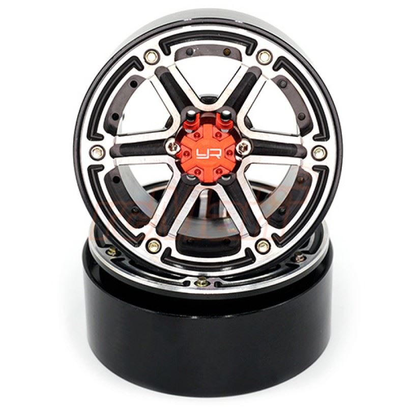 Yeah Racing 2.2 Aluminum Cnc 6 Spoke Beadlock Wheel W/Wheel Hub 2Pcs Black