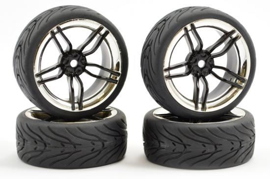 Fastrax 1/10 Street/Tread Tyre 10Sp Black/Chrome Wheel