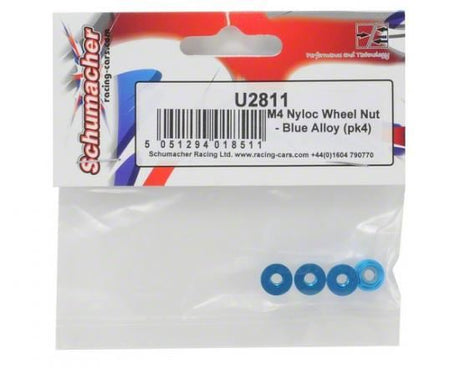 Schumacher M4 Nylock Flanged Wheel Nut - Blue Alloy (pk4)