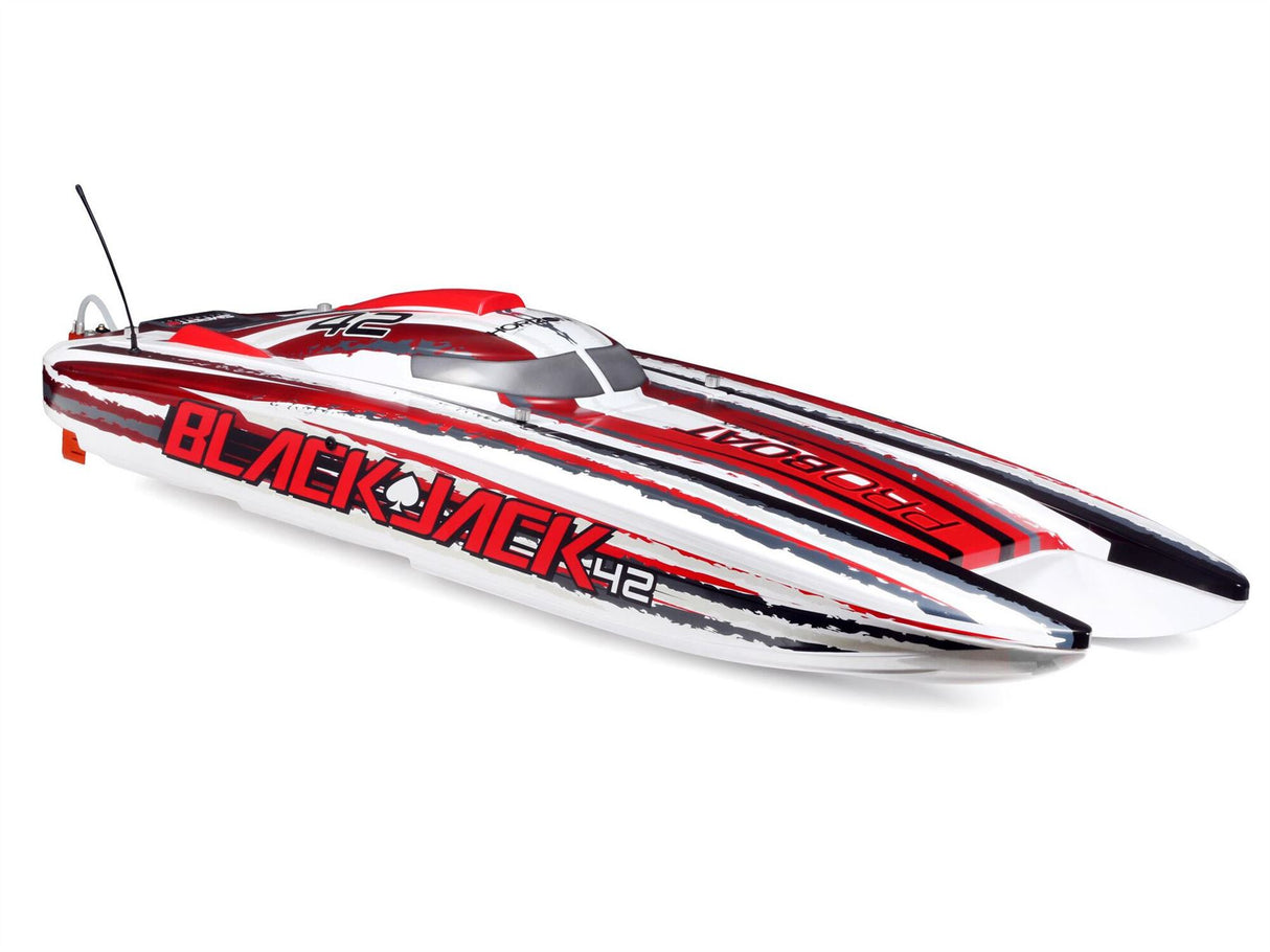 ProBoat Blackjack 42" 8S Brushless Catamaran RTR: White/Red