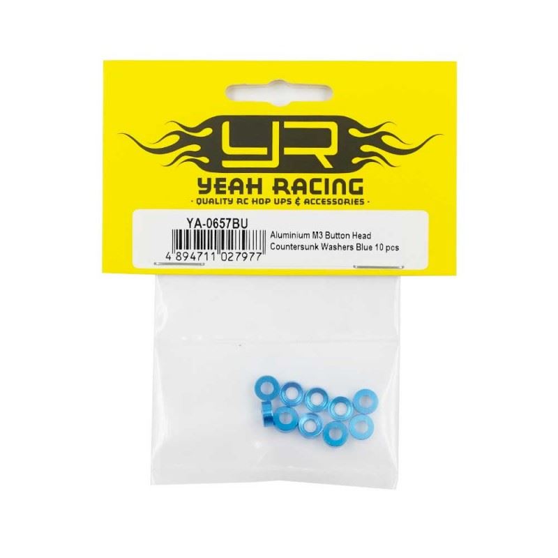 Yeah Racing Aluminum M3 Button Head Countersunk Washers Blue 10 pcs