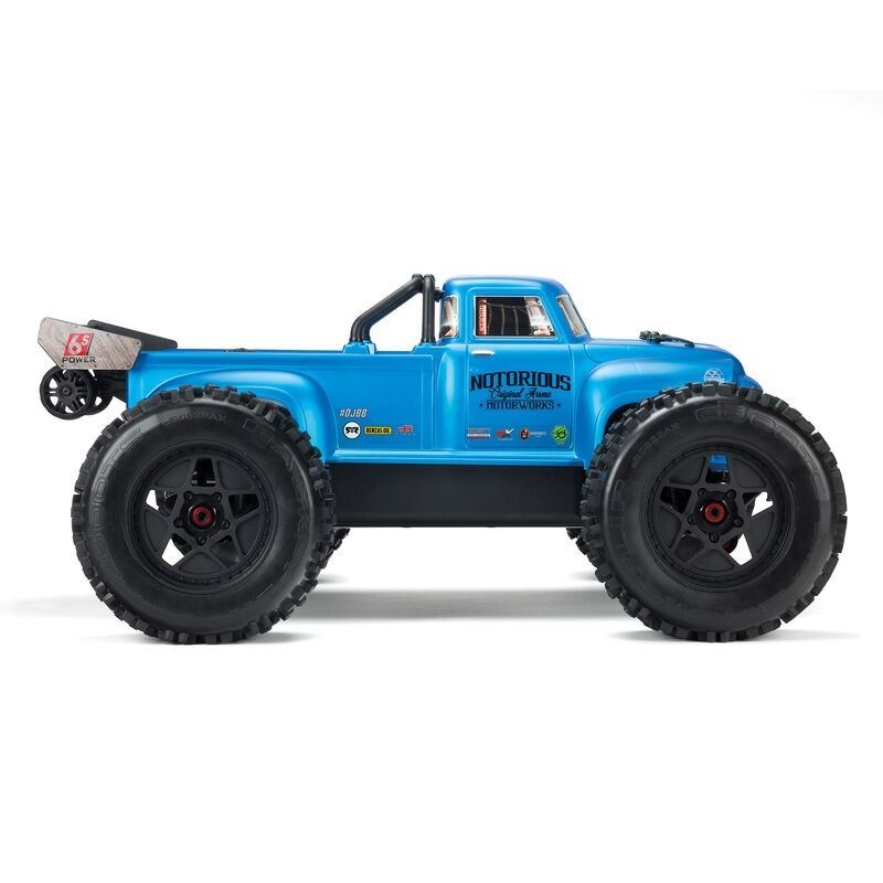 Arrma Notorious V5 6S 4WD BLX RTR Blue Stunt Truck with Spektrum Firma - ARA8611V5T2