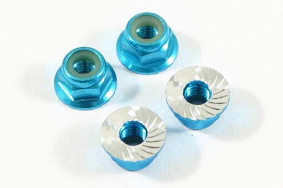 FASTRAX M4 BLUE SERRATED ALUMINIUM LOCKNUTS 4pcs