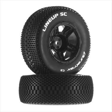 Duratrax Lineup Sc Tire C2 Mounted Black Slash Front (2)