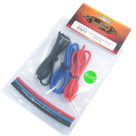 Yeah Racing 14AWG Silver Silicone Wire Set (BK/BU/RD)
