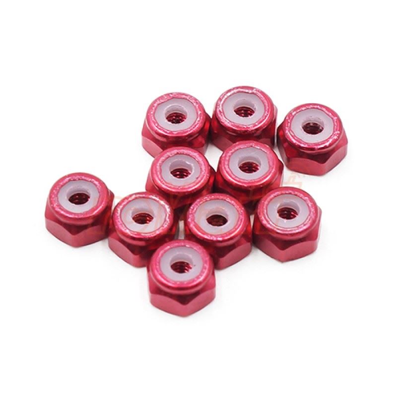 Yeah Racing 2mm Aluminium Lock Nut Red 10pcs