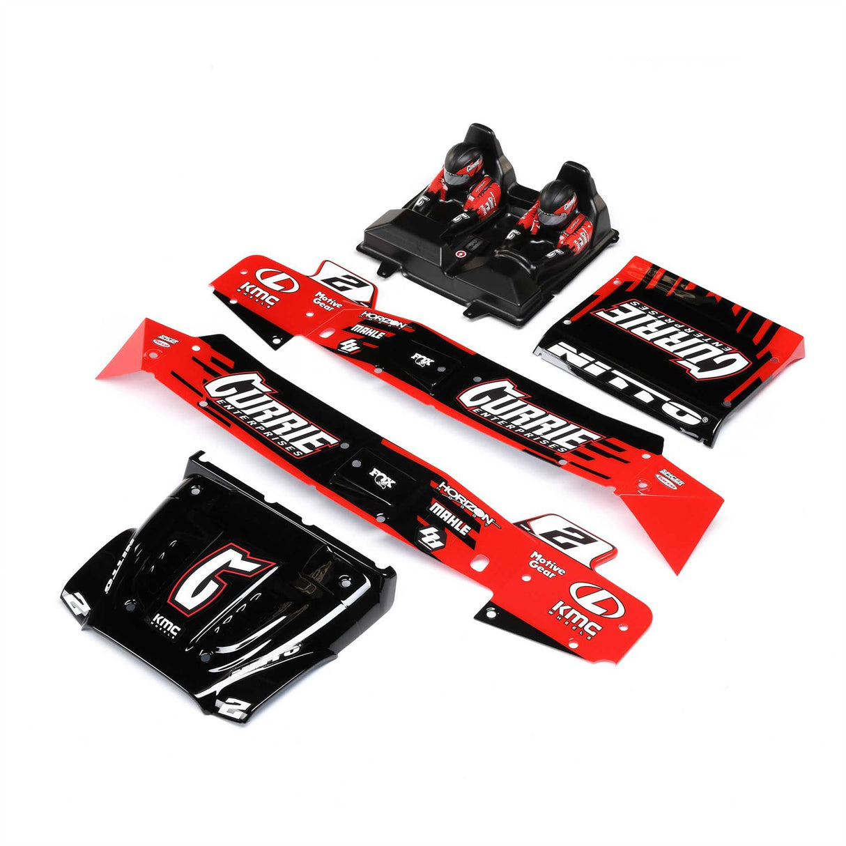 Losi Body/Driver Set, Red, Silkscreened: Hammer Rey