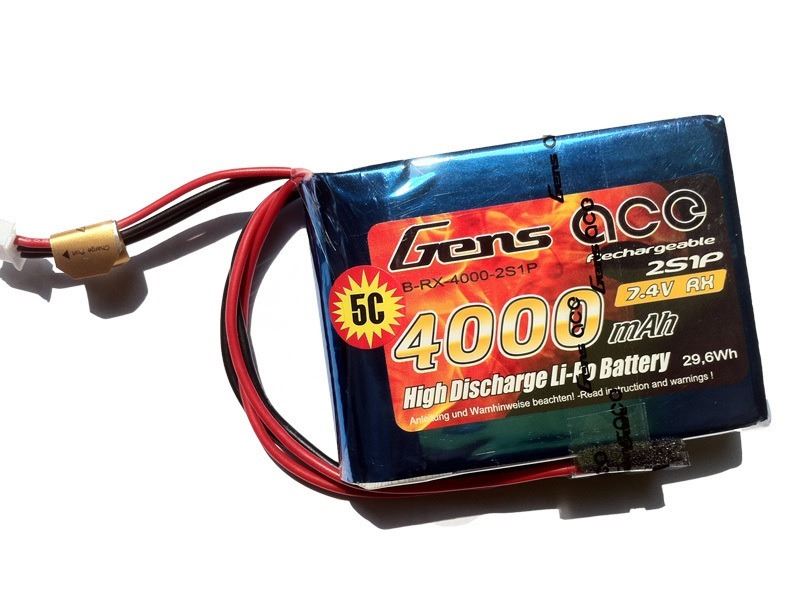 Gens Ace Li-Po 2S 7.4V 4000mAh Tx/Rx with EH