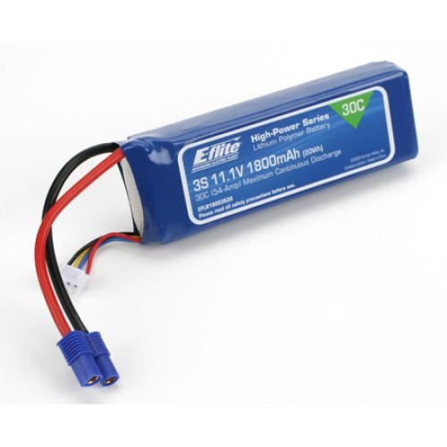 E-Flite 1800mAh 3S 11.1V 30C LiPo,13AWG EC3