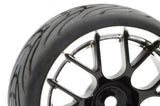 FASTRAX 1/10 STREET/TREAD TYRE 14SP BLACK/CHROME WHEEL