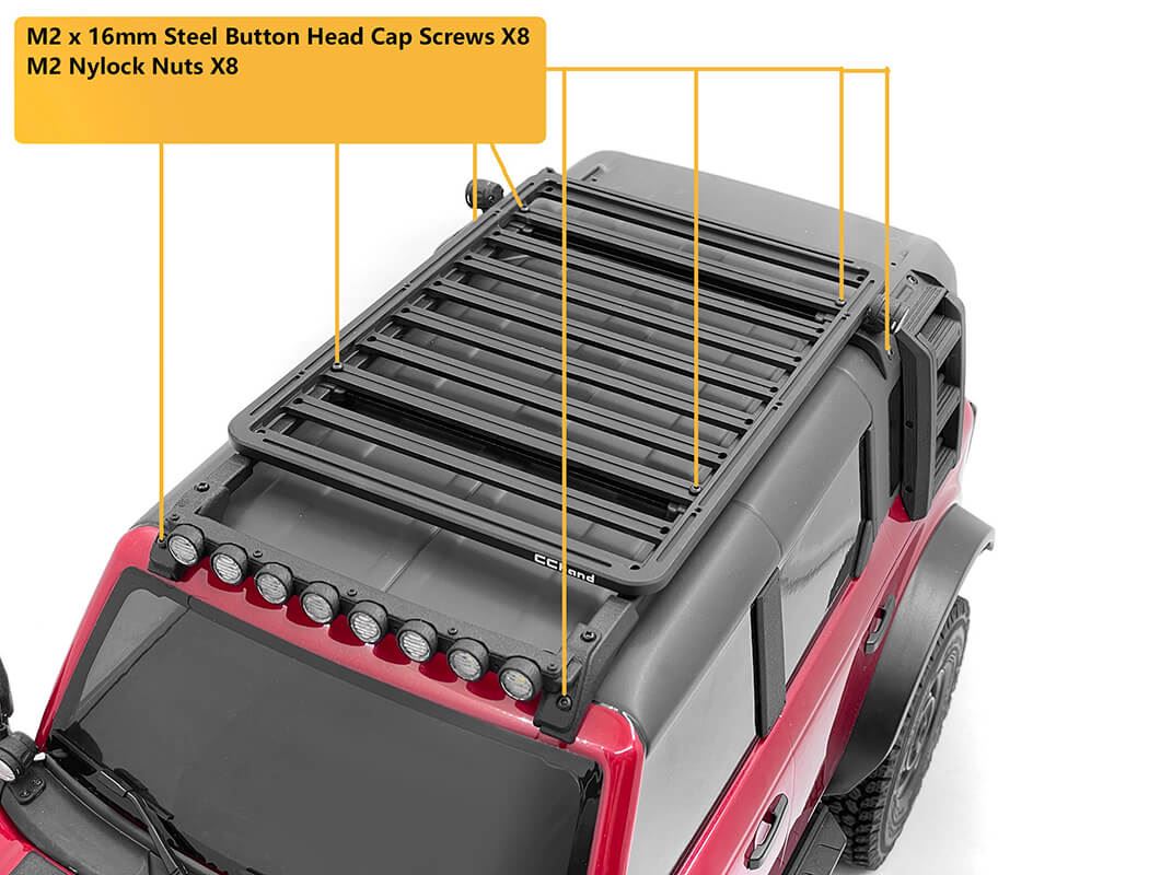 Rc4Wd Roof Rails & Metal Roof Rack For Traxxas Trx-4 2021 Bronco (Style A)