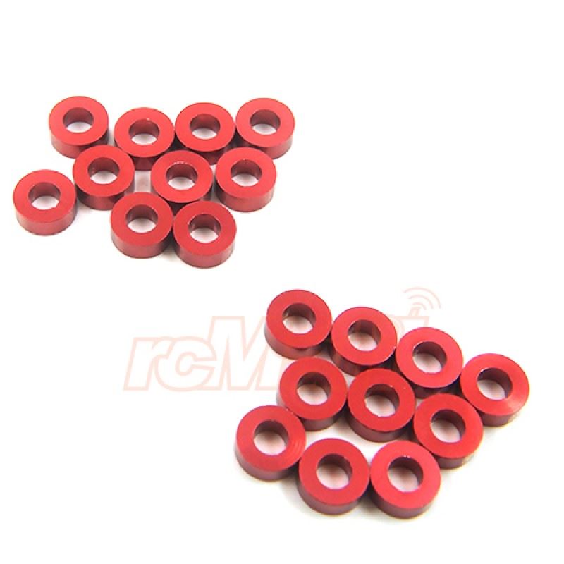 Yeah Racing Aluminum M3 Flat Washer 2.5mm 20pcs Red