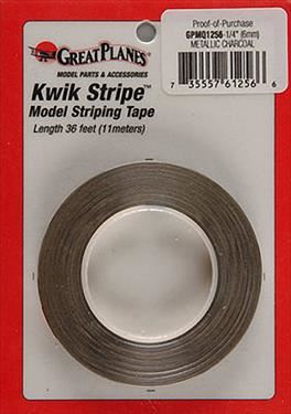 GPLANES Striping Tape Metallic Charcoal 1/4" (6mm x 11m)