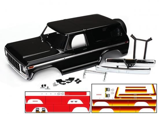 Traxxas Body, Ford Bronco, Complete (Black) (Incl. Accessories, Red (Trx8010X)