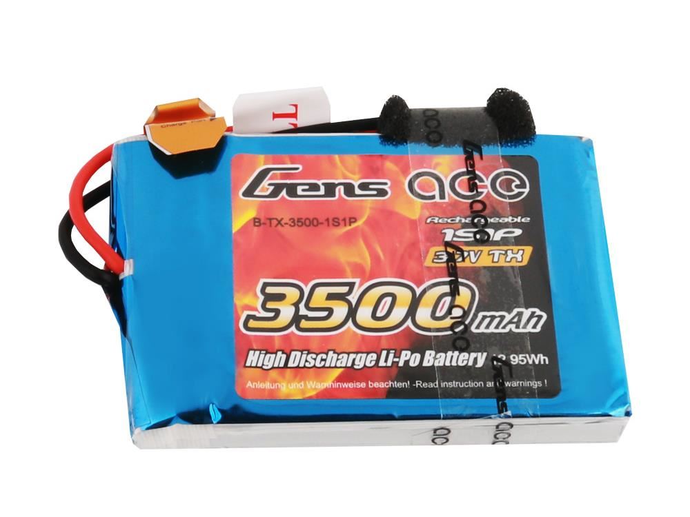 Gens Ace Li-Po 1S 3.7V 3500mAh Tx with JR