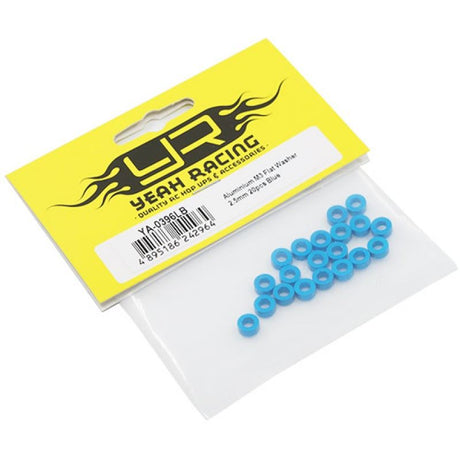 Yeah Racing Aluminum M3 Flat Washer 2.5mm 20pcs Blue