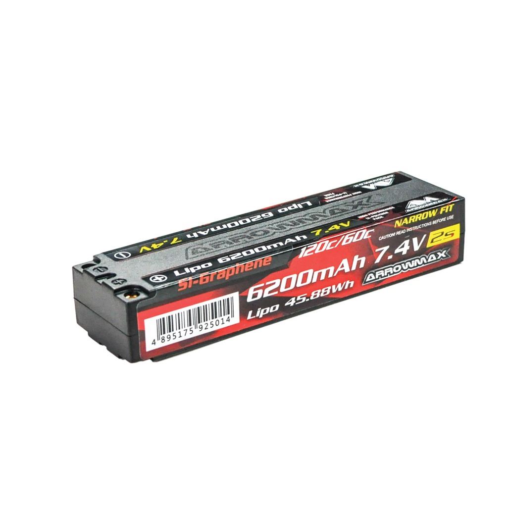 Arrowmax Lipo 6200Mah 2S Tc Narrow - 7.4V - 60C