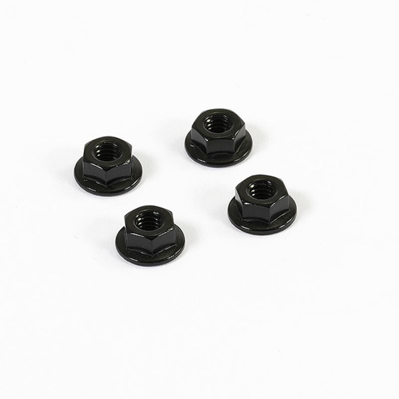 Fastrax M4 Black Serrated Aluminium Locknuts 4Pcs