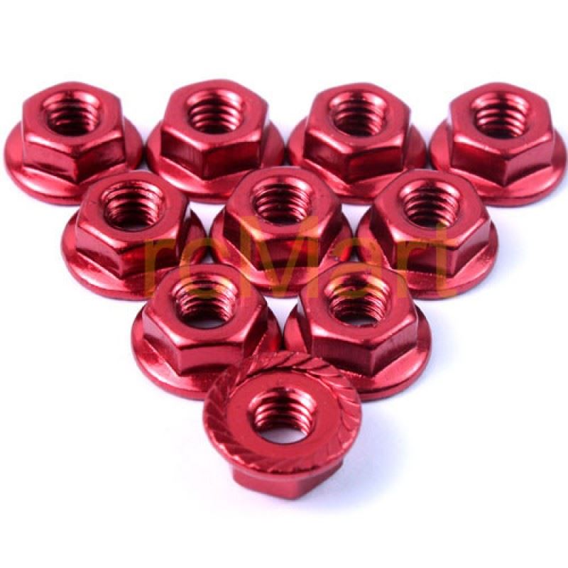 Yeah Racing 4mm Aluminium Serrated Lock Nut 10pcs (RD)