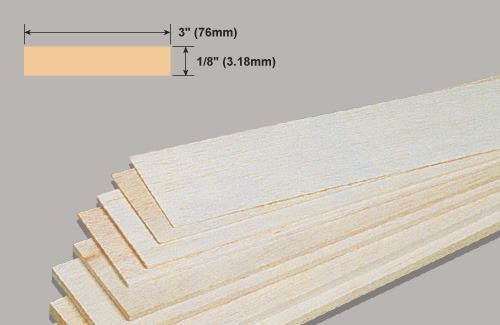 Slec Balsa Sheet 1/8x3x36"/3.18x76x914mm