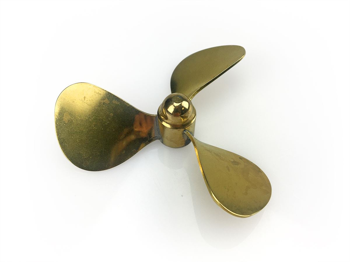 Radio Active Brass Propeller (Classic), 3 Blade, 75mm, M4, Lh