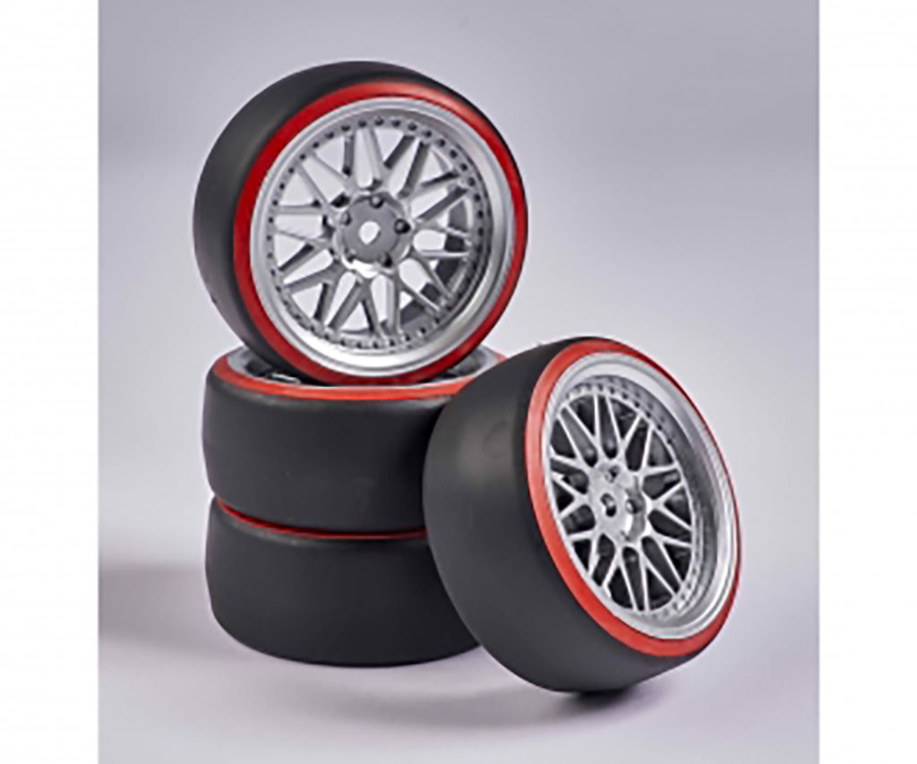 Carson 1:10 Wheel Set Drift (4) silver/red