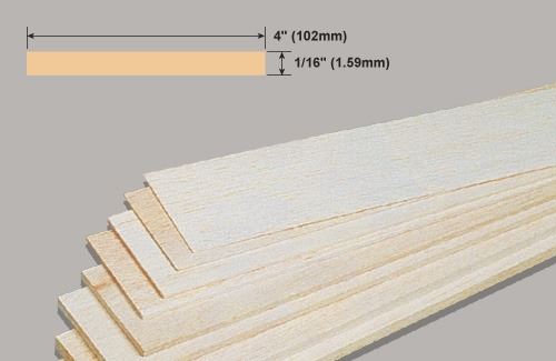 Slec Balsa Sheet 1/16x4x36iin - 1.59x102x914mm (W-BW41/10)