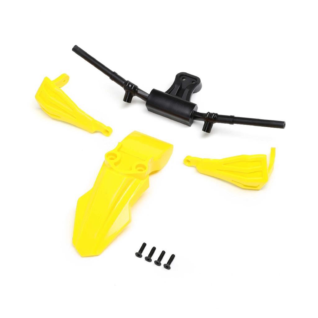 Losi Fender, Handguards & Handle Bars, Yellow: Promoto-Sm