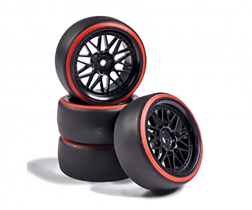 Carson 1:10 Wheel Set Drift (4) black/red