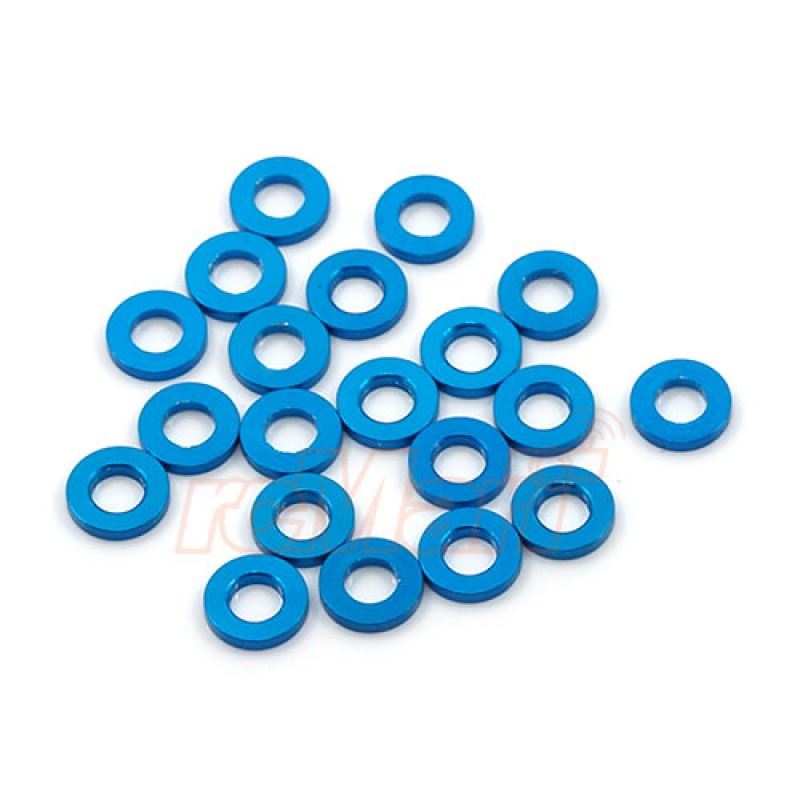 Yeah Racing Aluminum M3 Flat Washer 0.25mm 20pcs Blue