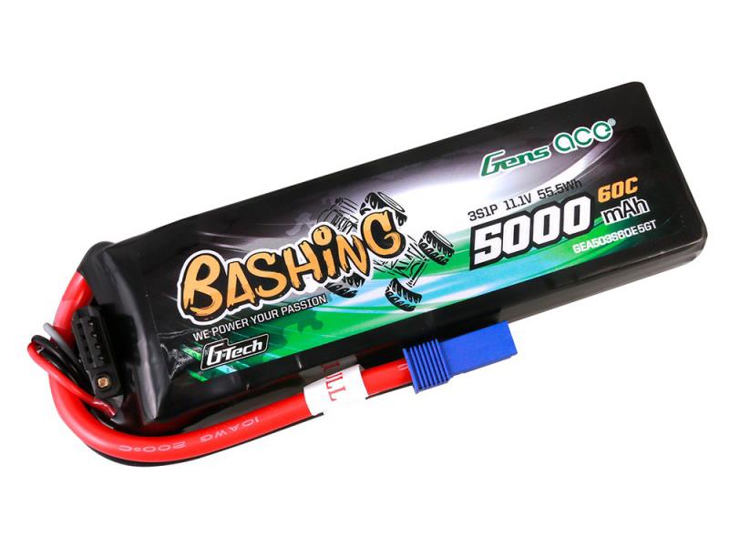 Gens Ace Li-Po Car G-Tech 3S 11.1V 5000mAh 60C Bashing with EC5