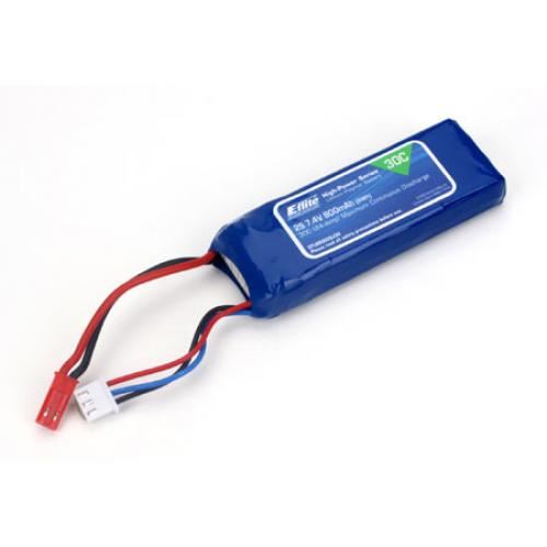 E-Flite 800mAh 2S 7.4V 30C LiPo, 18AWG JST