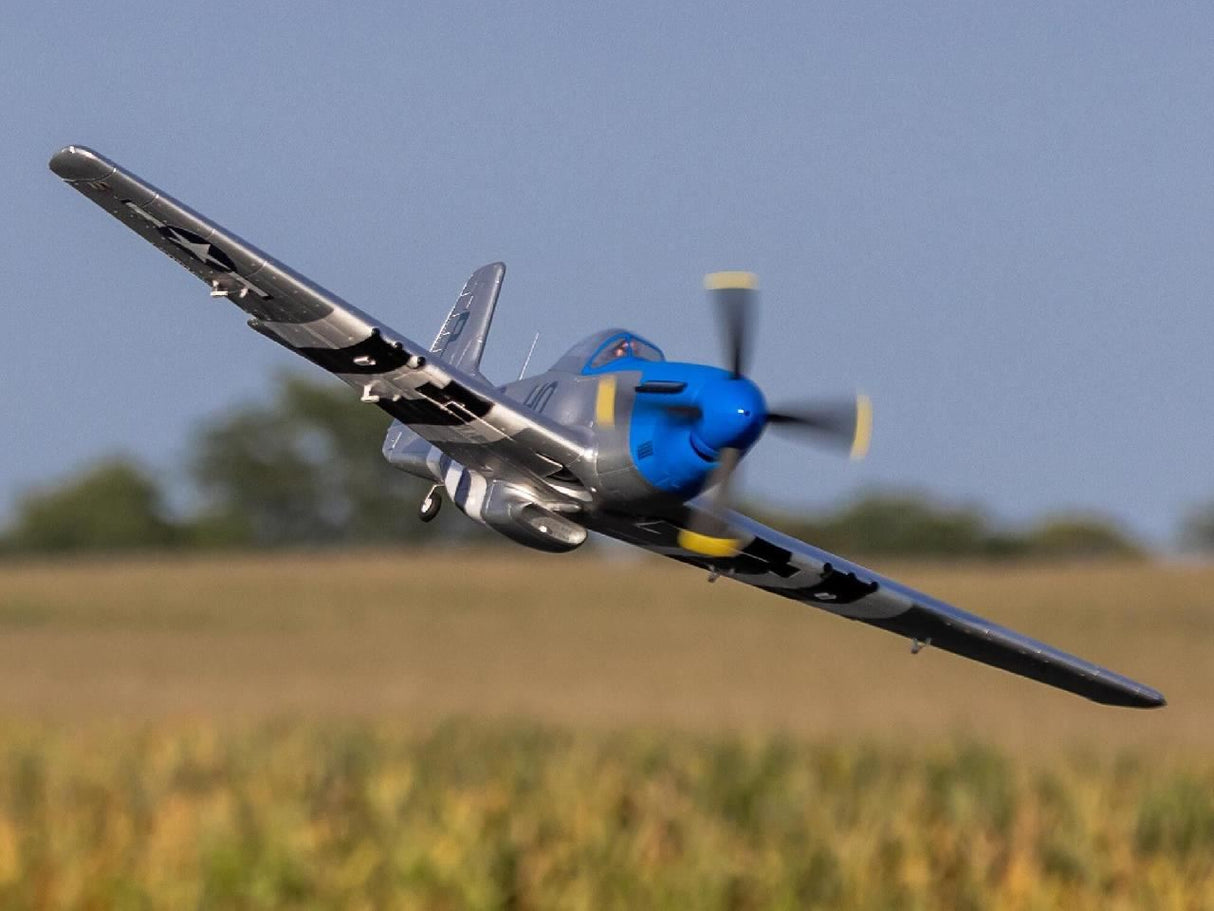 E Flite P-51D Mustang 1.2m BNF Basic with AS3X and SAFE Select inCrip