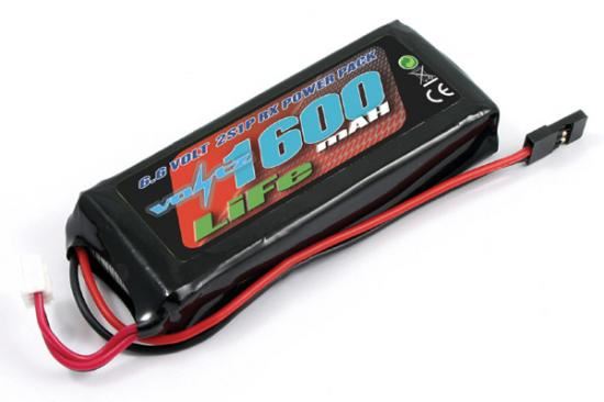 VOLTZ 1600mah 2S 6.6V RX LiFe STRAIGHT BATTERY PACK