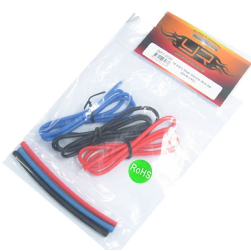 Yeah Racing 16AWG Silver Silicone Wire Set (BK/BU/RD)