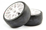 SWEEP 1/8TH EXP GT SLICK GLUED 40DEG TRYES W/BELT / EVO16 WHITE WHEELS / HIGH (PR)