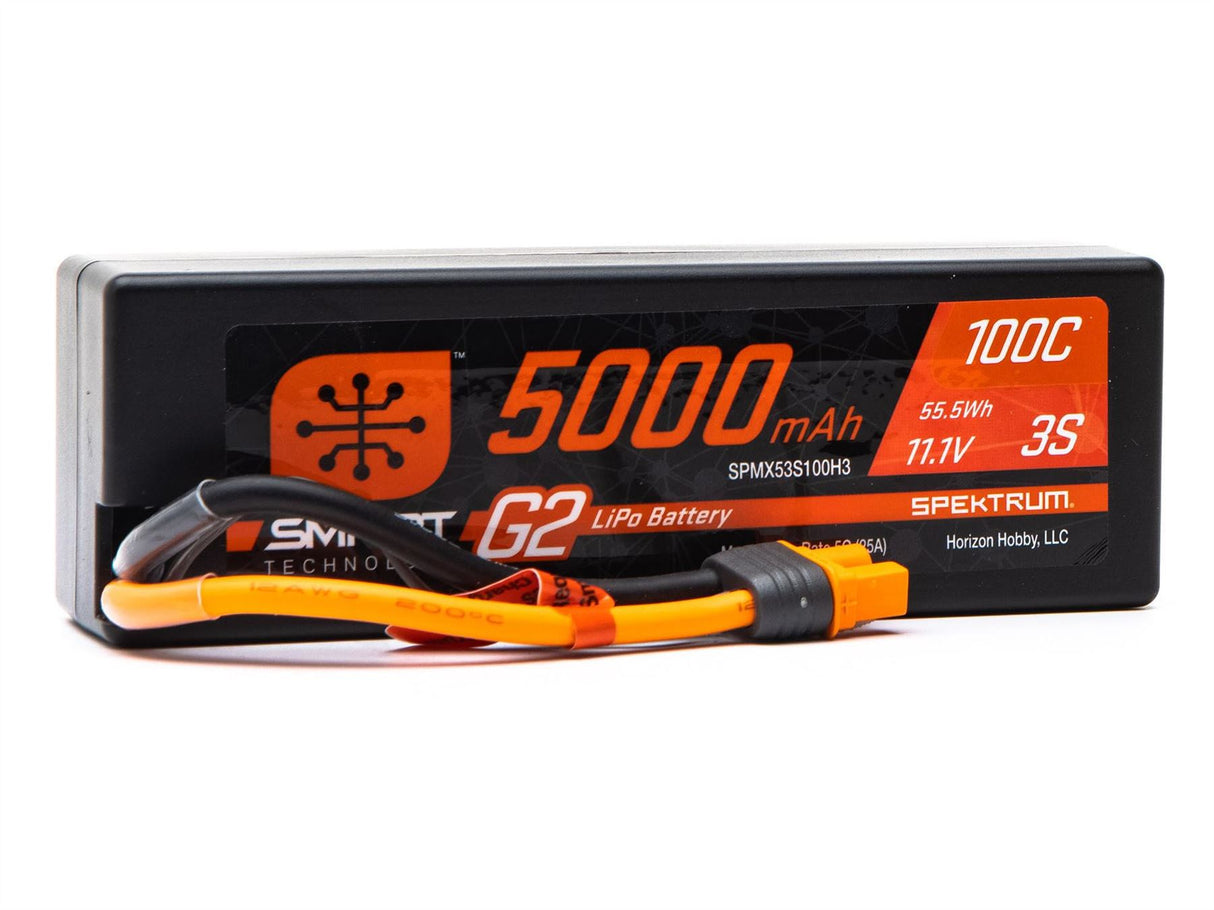 Spektrum 11.1V 5000Mah 3S 100C Smart G2 Hardcase Lipo Battery: Ic3