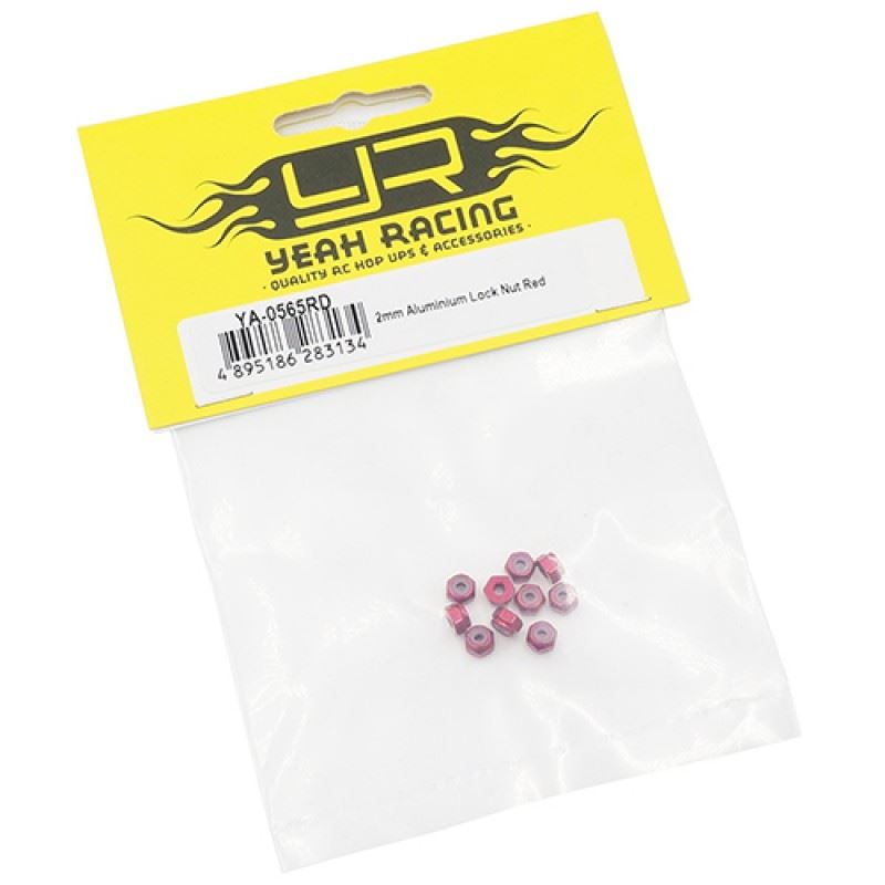 Yeah Racing 2mm Aluminium Lock Nut Red 10pcs