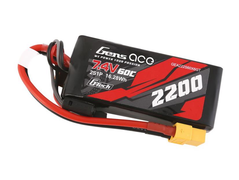 Gens Ace Li-Po Car G-Tech 2S 7.4V 2200Mah 60C With Xt61