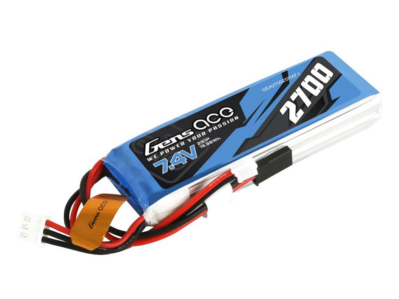 Gens Ace Li-Po 2S 7.4V 2700mAh Rx with Futaba