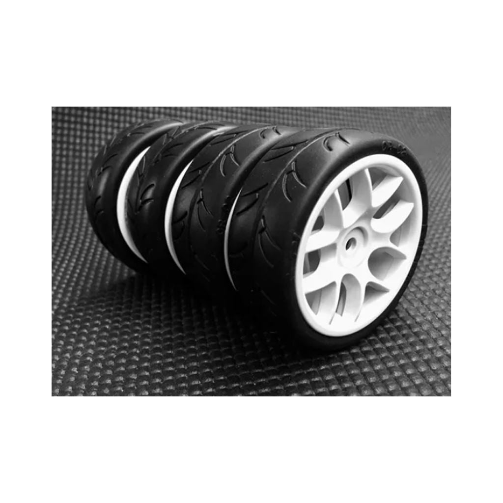 Ride 1/10 Belted Tyres Preglued 10 Spoke - White