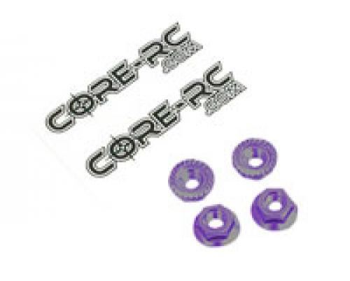 Core RC - Serrated Alloy M4 Nuts; Purple pk 4