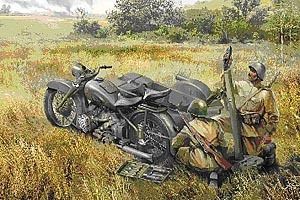 Zvesda Soviet Motorcycle M-72 With Mortar